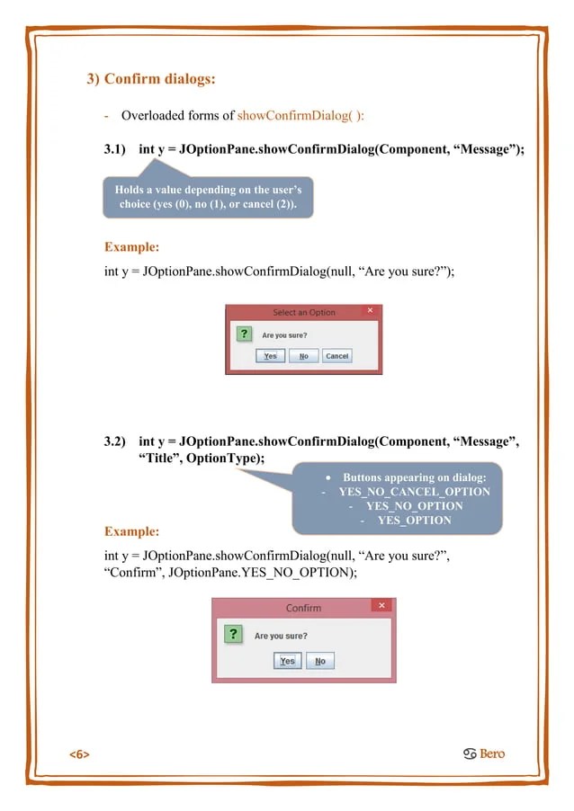 Java JOptionPane tutorial Message, input, and confirm dialogs PDF