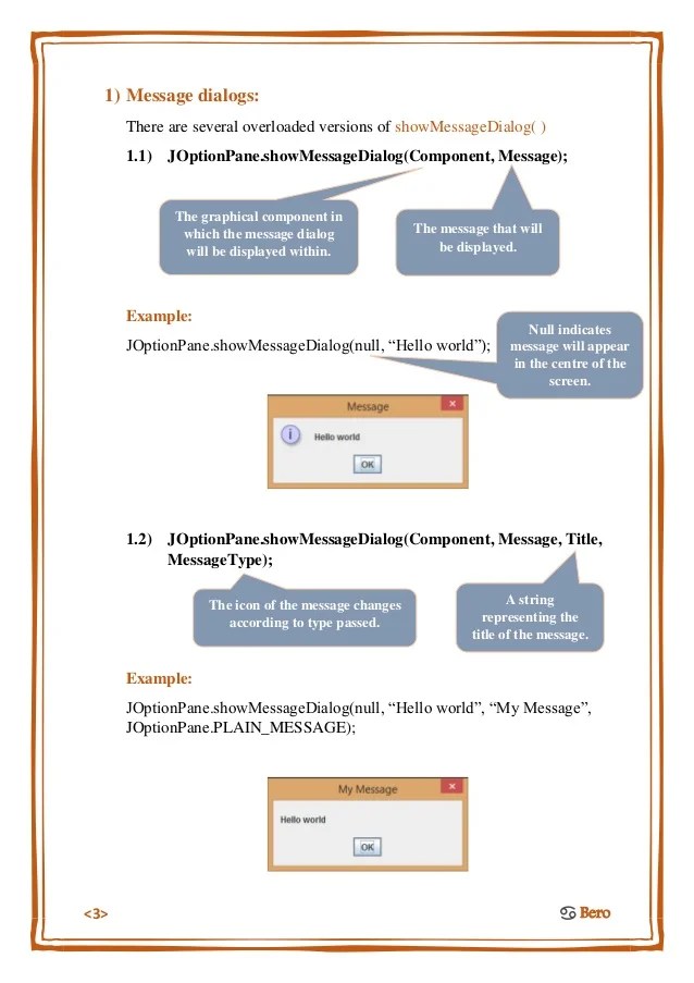 Java JOptionPane tutorial Message, input, and confirm dialogs