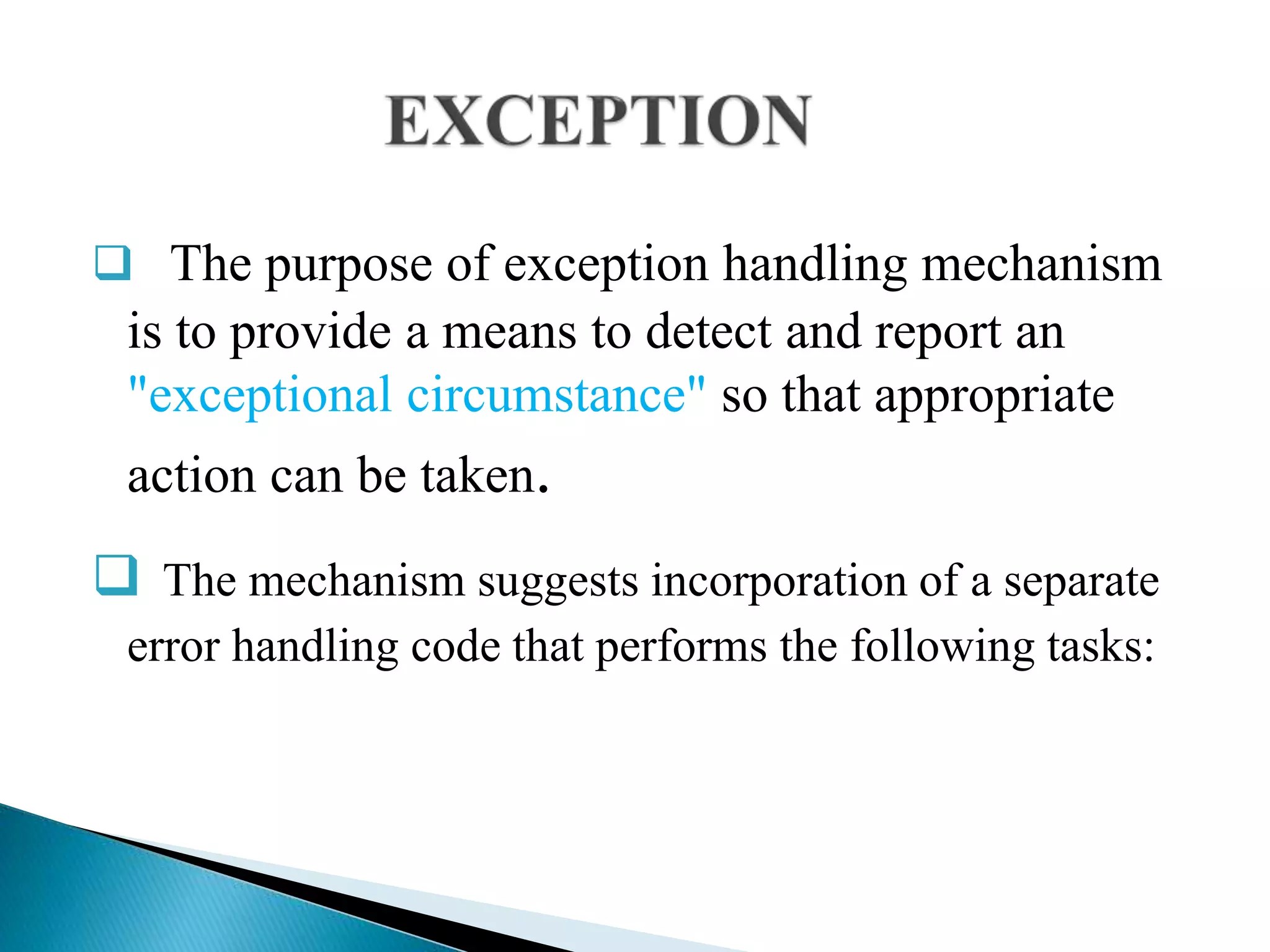 exception handling in java PPT