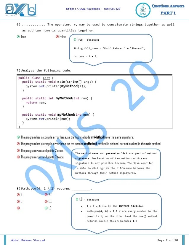 JAVA Programming Questions and Answers PART I By OXUS20