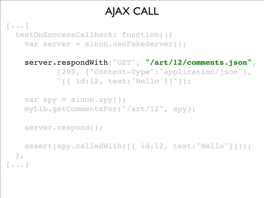 AJAX CALL [...] testOnSuccessCallback function(){!