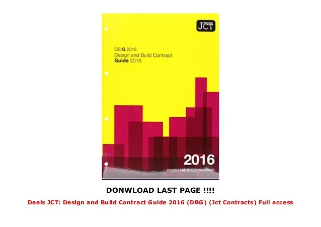 Deals JCT Design and Build Contract Guide 2016 (DBG) (Jct Contract…