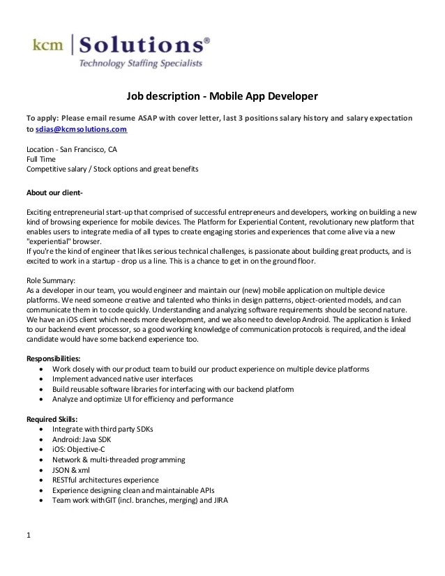 Mobile app developer