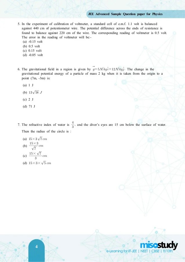 JEE Advanced 2018 Physics Sample Question Paper2