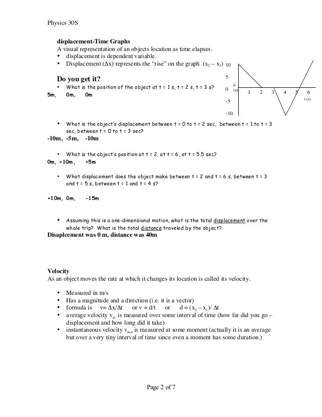 Kinematics review answers