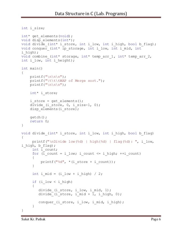 Data Structure in C (Lab Programs)