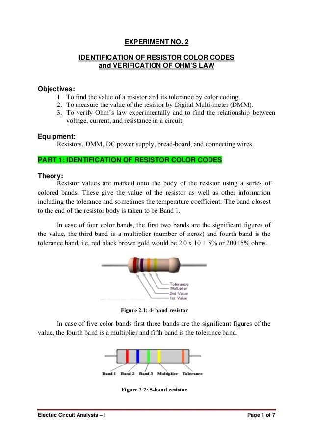 Lab 02 Resistor color coding and ohms law