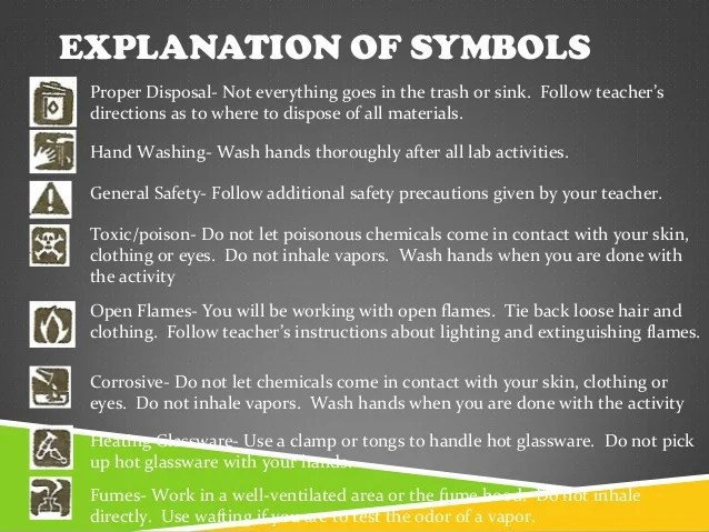 Lab safety rules and symbols Summary