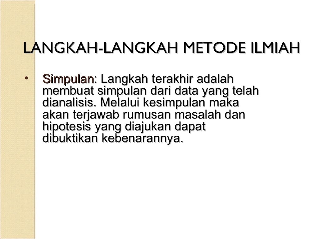 Langkah Langkah Metode Ilmiah