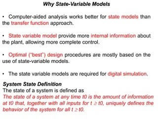 Lec4 State Variable Models are used for modeing | PDF