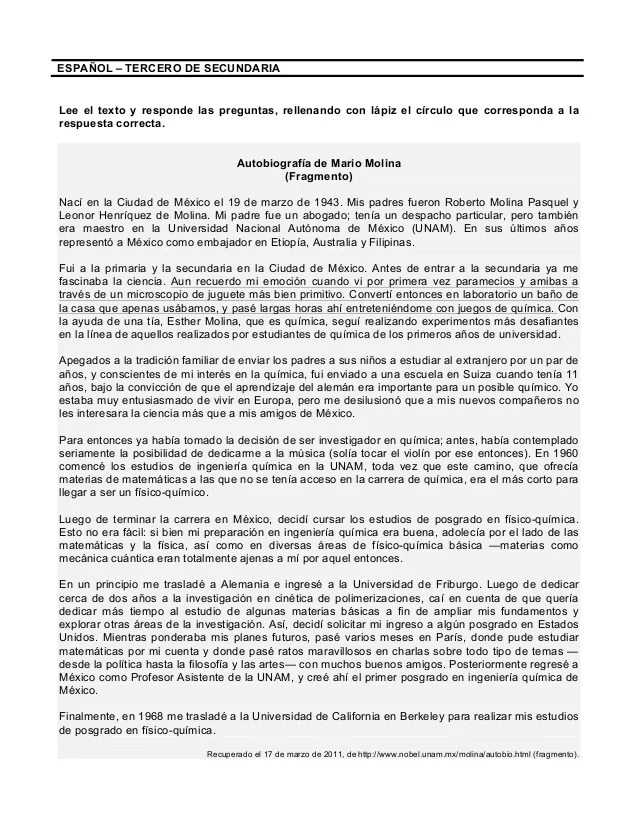 Lecturas con preguntas y respuestas 3º secundaria