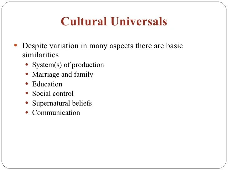 👍 Cultural universals. What are the cultural universal examples. 20190123