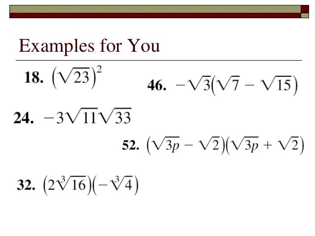 Lecture 05 b radicals multiplication and division