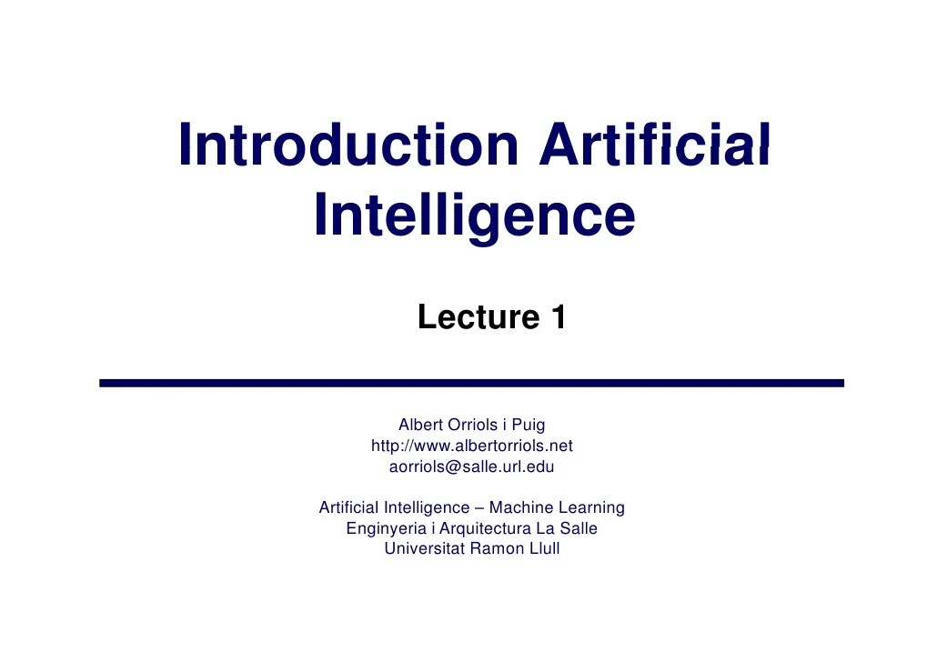 Lecture1 AI1 Introduction to artificial intelligence
