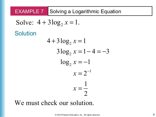 Lecture 12 sections 4.5 logarithmic equations