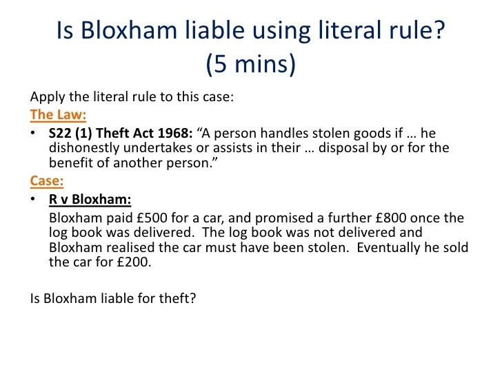 Lecture 1 statutory interpretation on Literal Rule