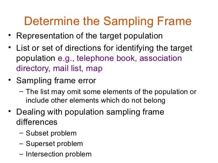 What is a sampling frame in research