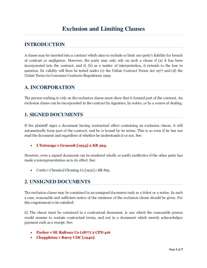 Lecture 8 Exclusion and Limiting Clauses Notes