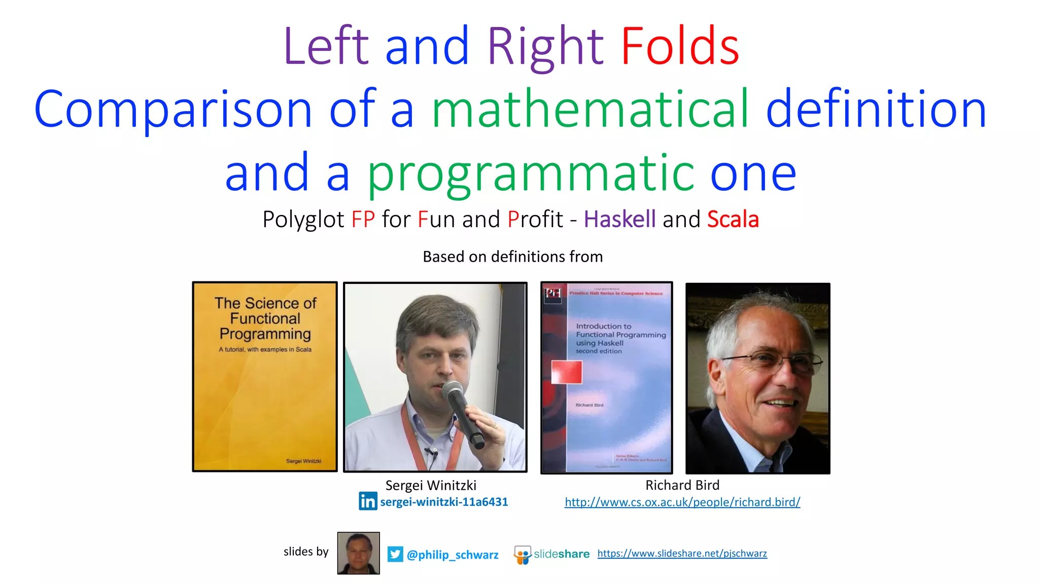 Left and Right Folds Comparison of a mathematical definition and a programmatic one Polyglot
