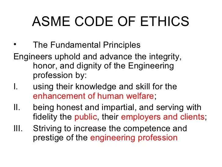 Asme Code Of Ethics