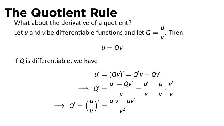 Lesson 9 The Product and Quotient Rules (slides)
