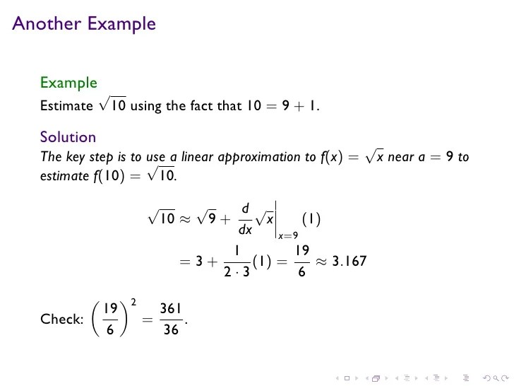 Lesson 13 Linear Approximation