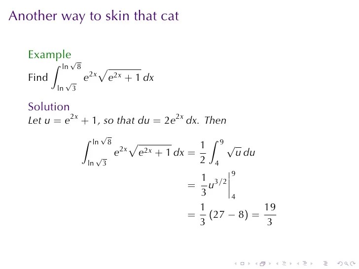 Lesson 29 Integration by Substition (worksheet solutions)