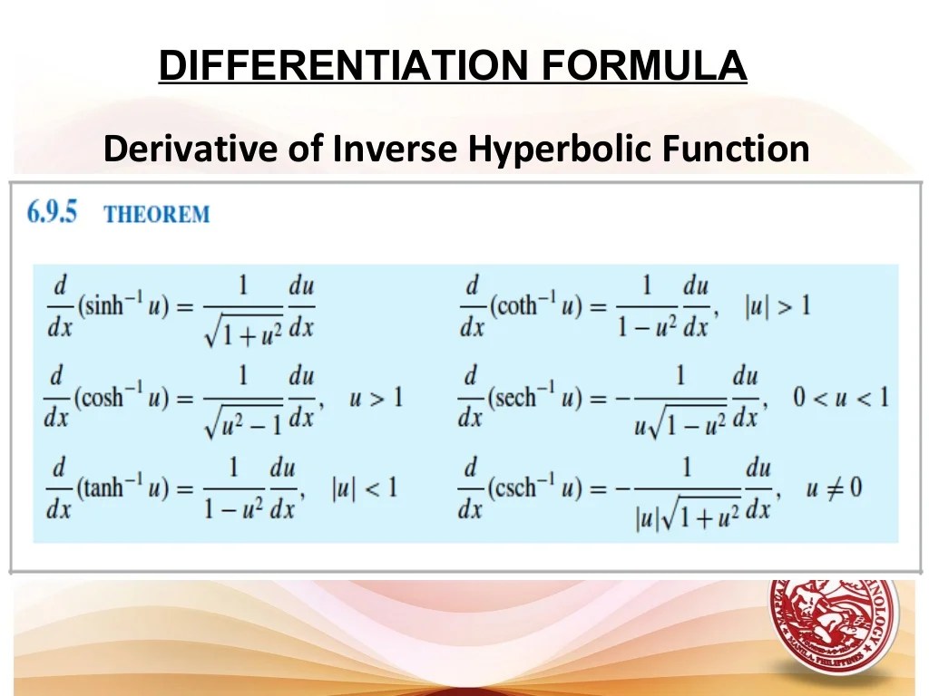 Lesson 4 derivative of inverse hyperbolic functions