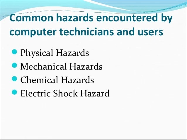 OHS and the Types of Hazards