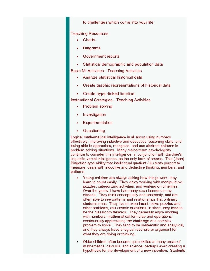 Multiple Intelligences Worksheet Pdf 1000 ideas about multiple intelligences activities on