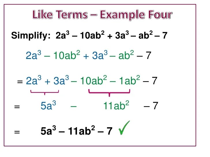 Combining Algebra Like Terms