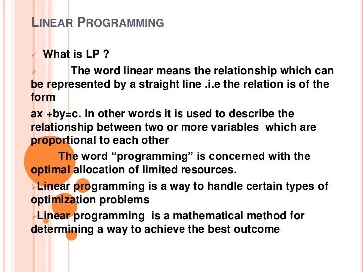 Linear programing