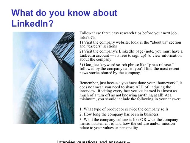 Linked in interview questions and answers