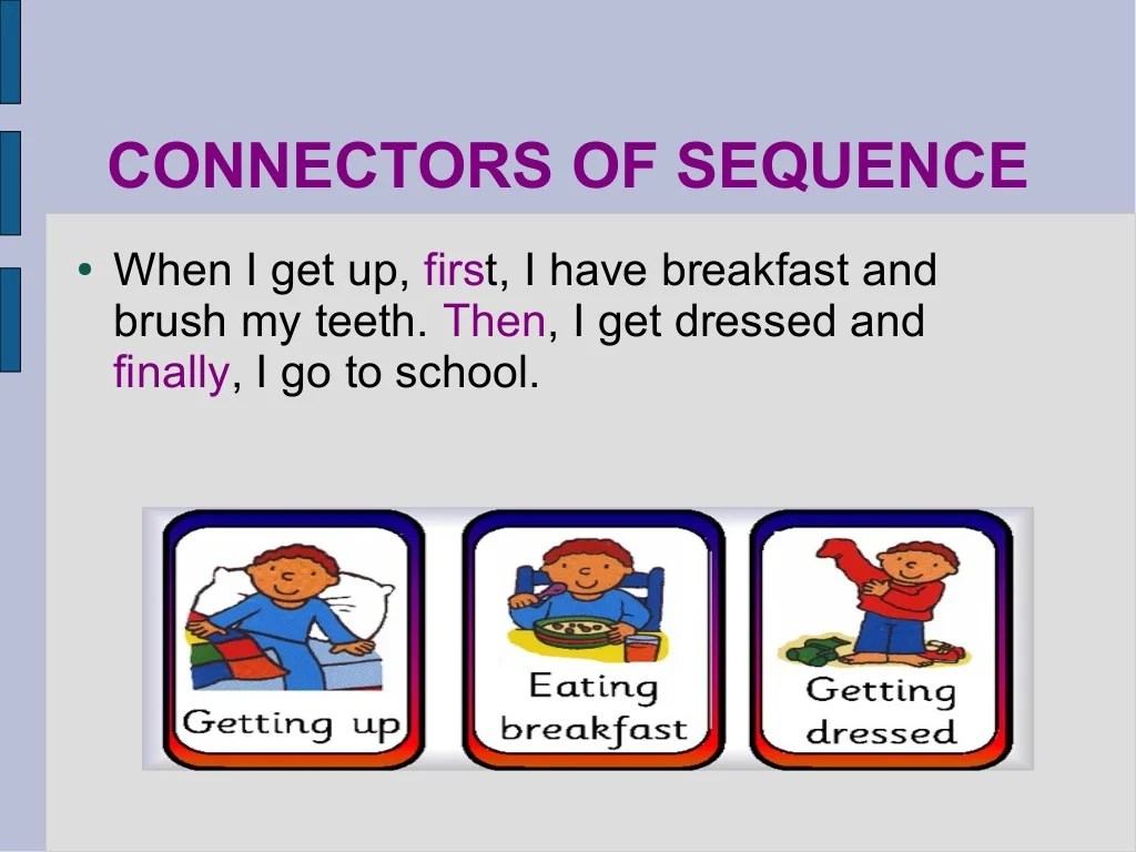 Linking words and connectors of sequence
