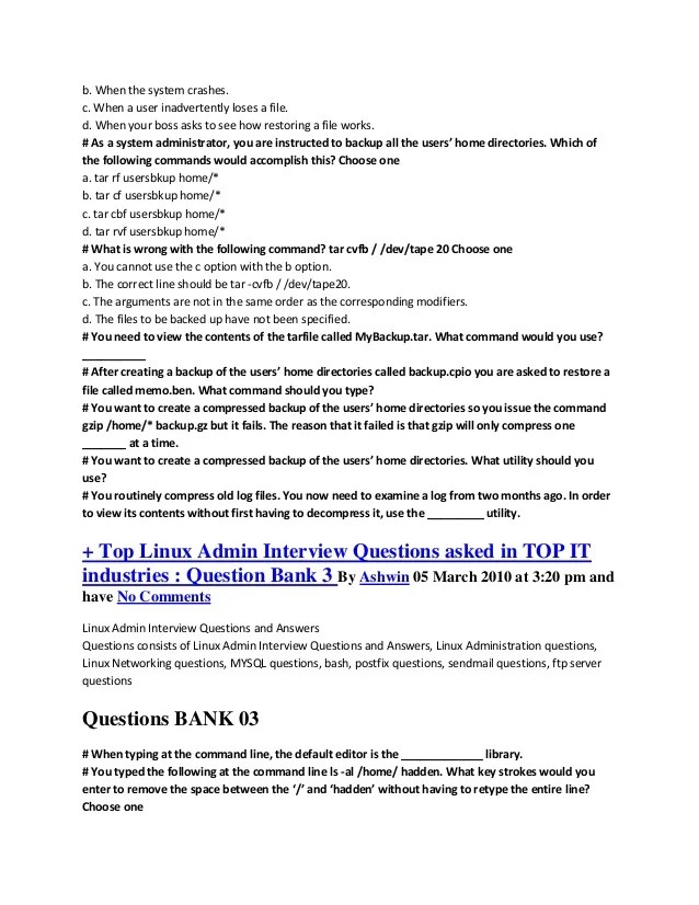 Linux admin interview questions
