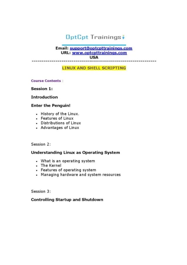 Learn LINUX AND SHELL SCRIPTING Online Training USA