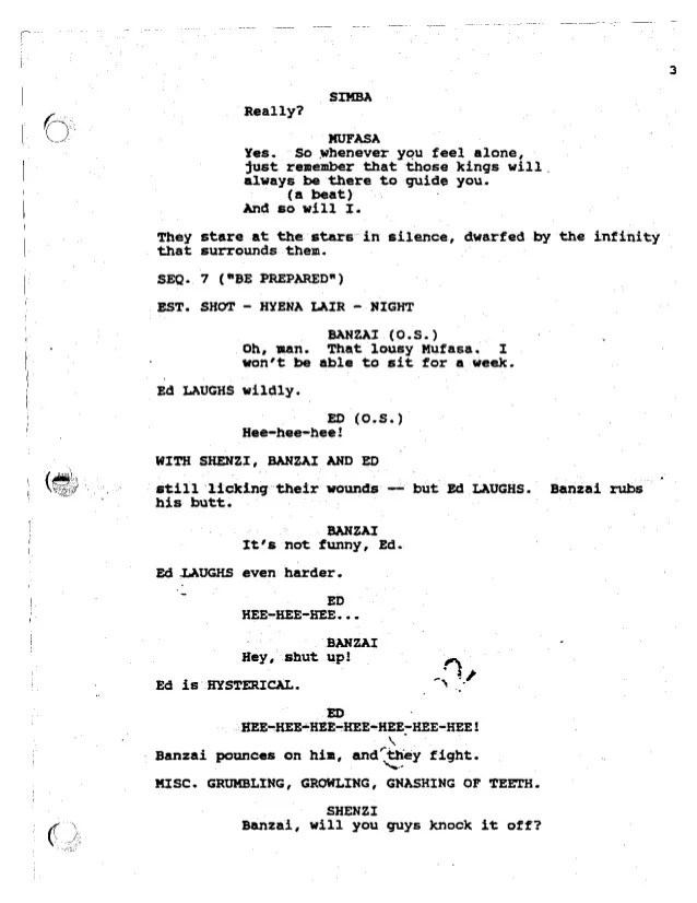 Lion king,script