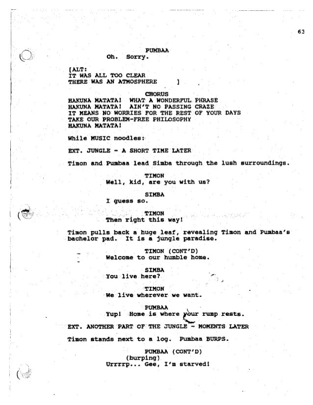 Lion king,script