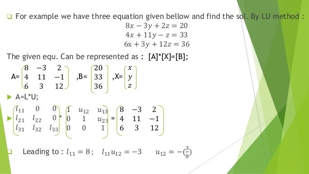 Lu Factorization Of A Matrix slidesharedocs