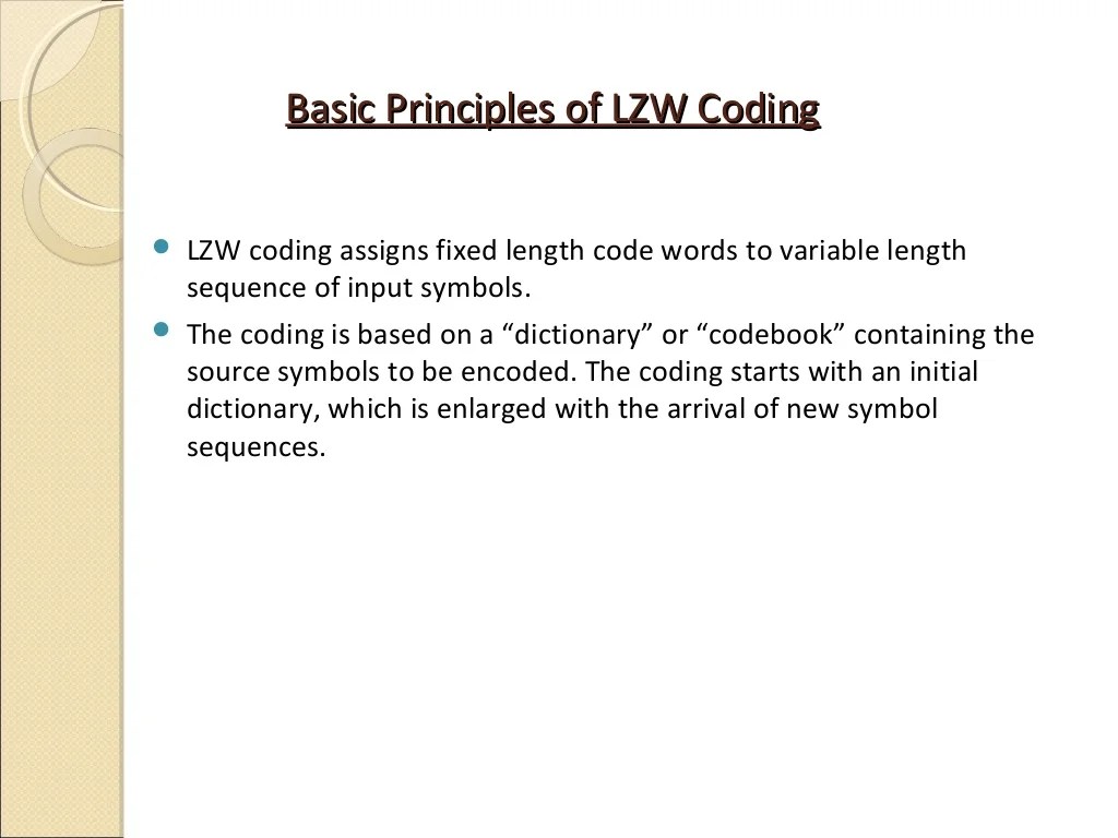 Lzw coding technique for image compression