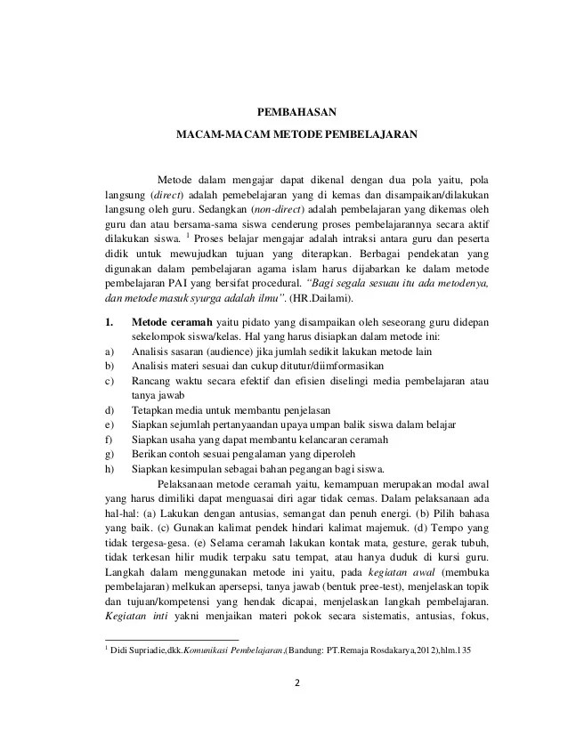 Macam macama metode dalam pembelajaran