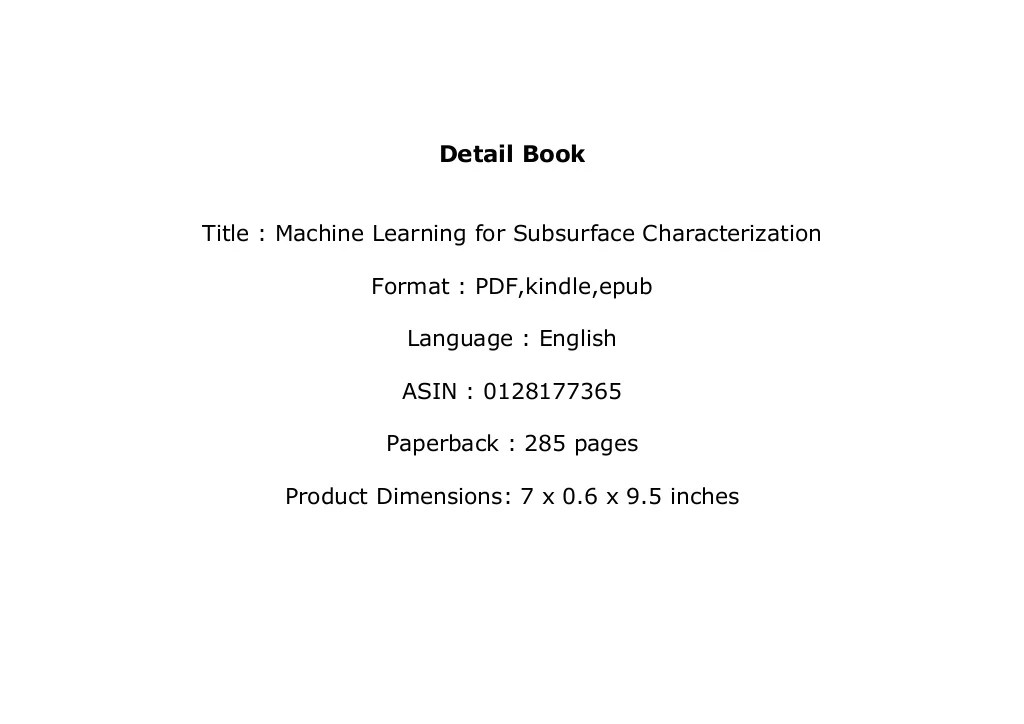 [E.P.U.B] LIBRARY Machine Learning for Subsurface Characterization