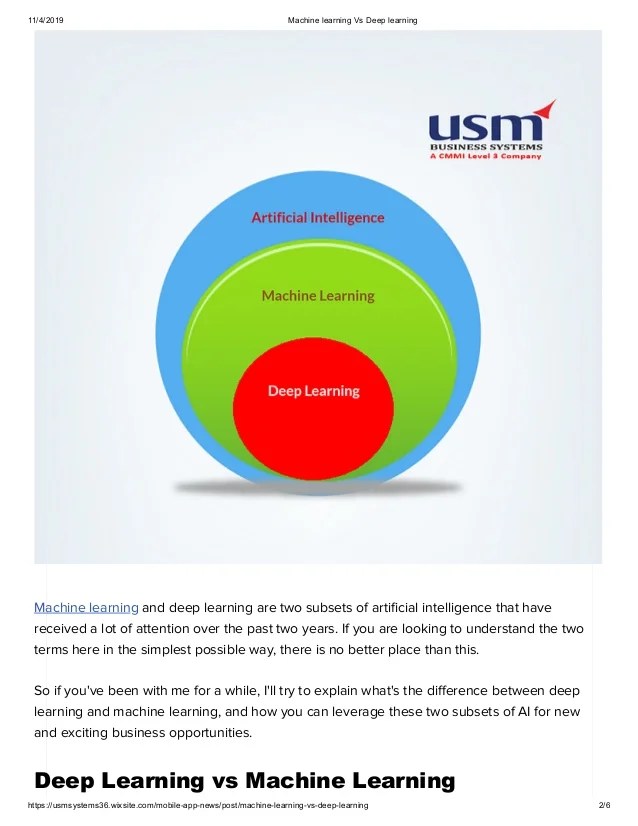 Machine learning vs deep learning