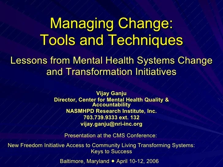 Managing Change Tools and Techniques