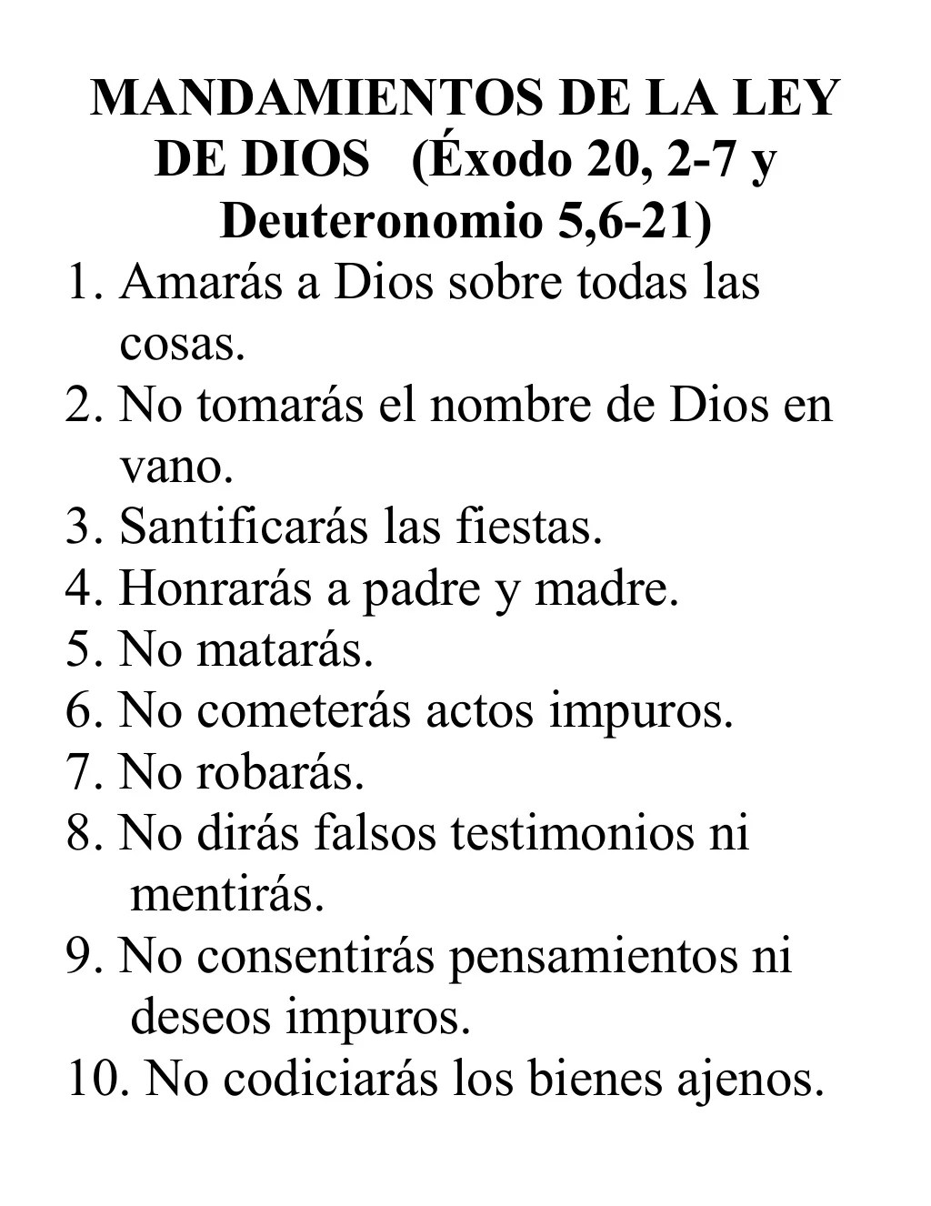 Mandamiento Ley de Dios