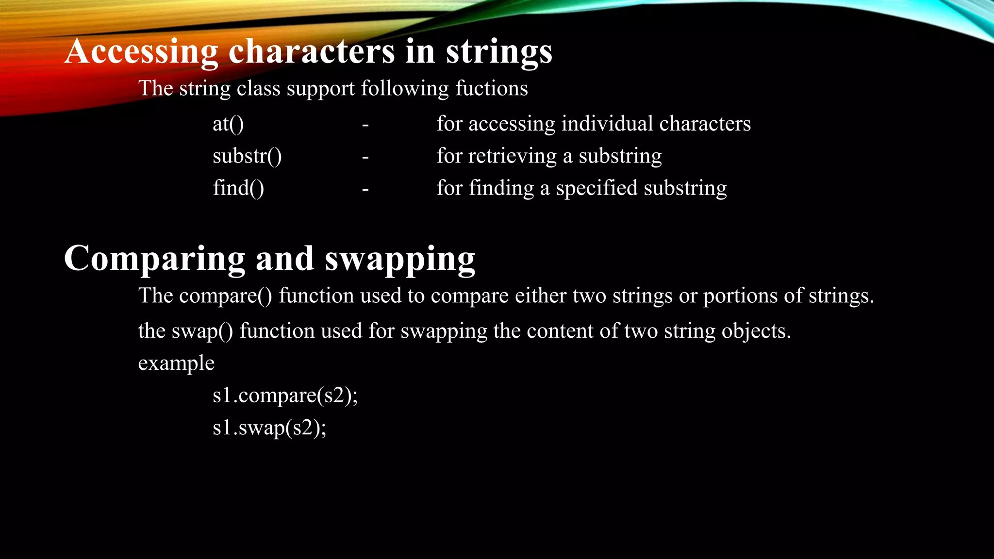 Manipulation strings in c++ PPT