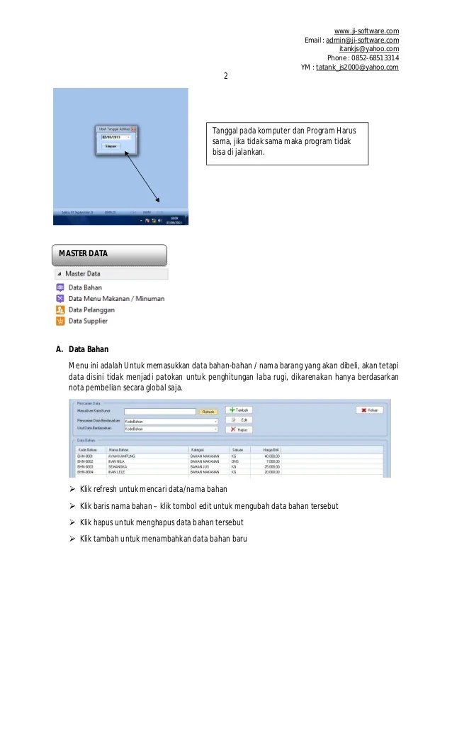 Manual book Software aplikasi restoran / rumah makan