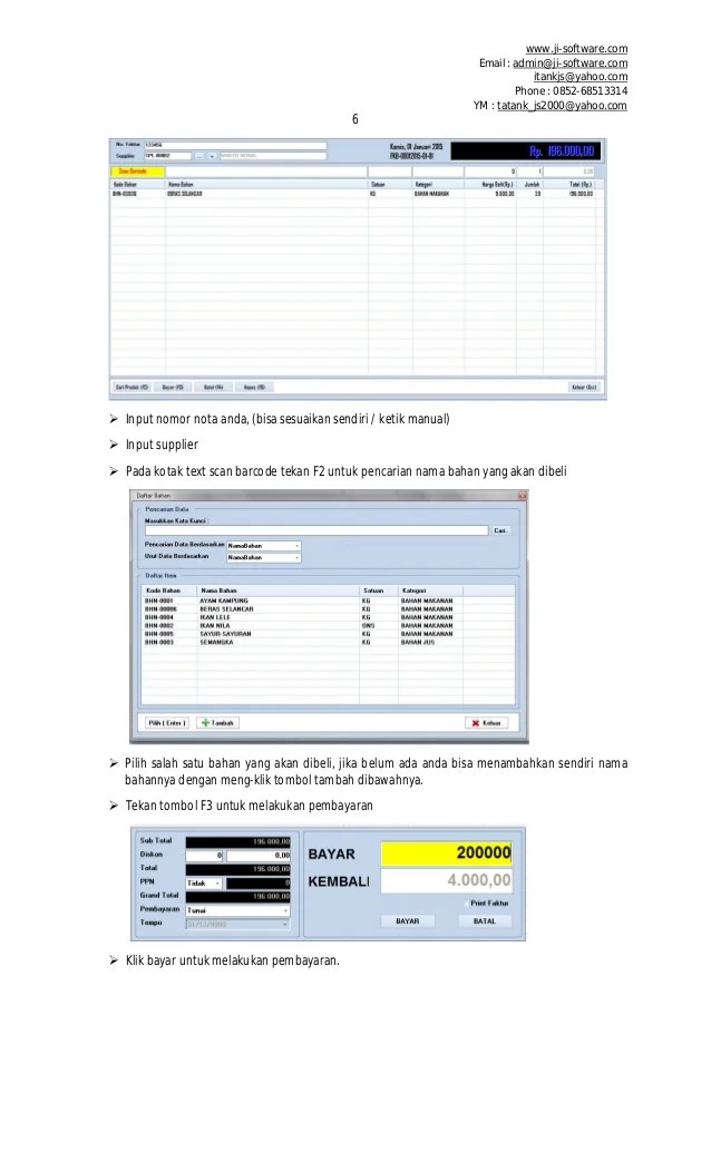 Manual book Software aplikasi restoran / rumah makan