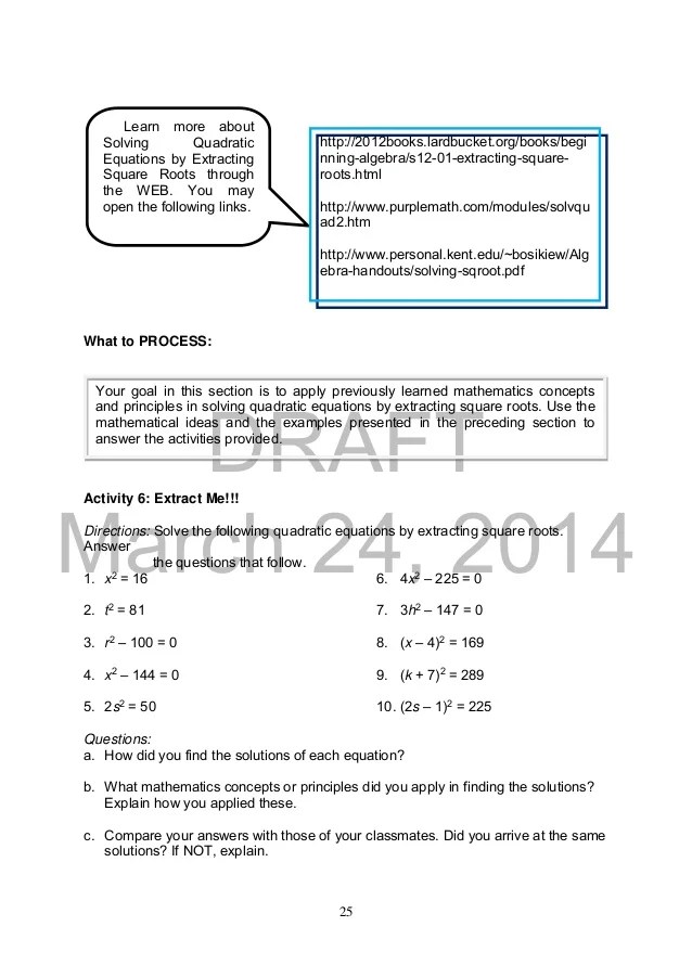K TO 12 GRADE 9 LEARNER’S MATERIAL IN MATHEMATICS