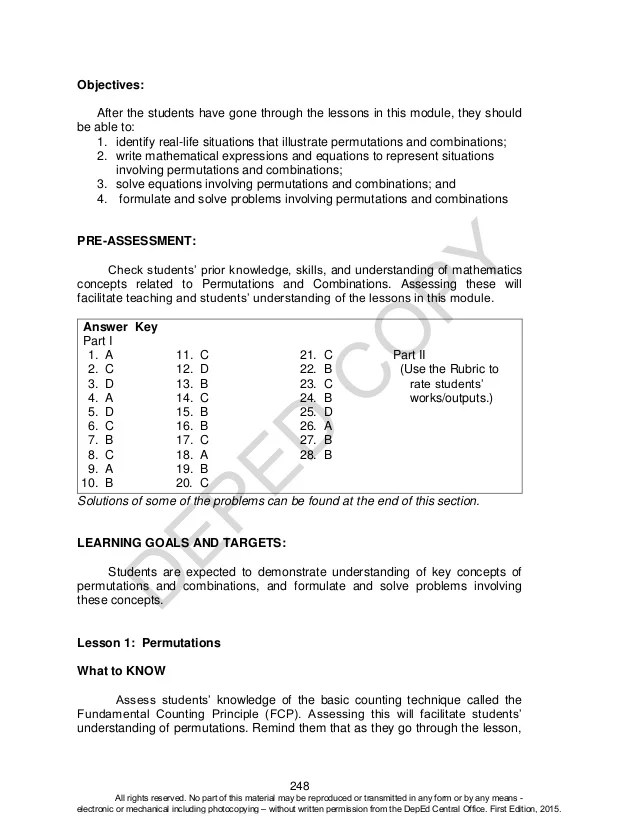 Grade 10 Math Module Answer Key Unit 4 Pre Assessment Gamers Smart